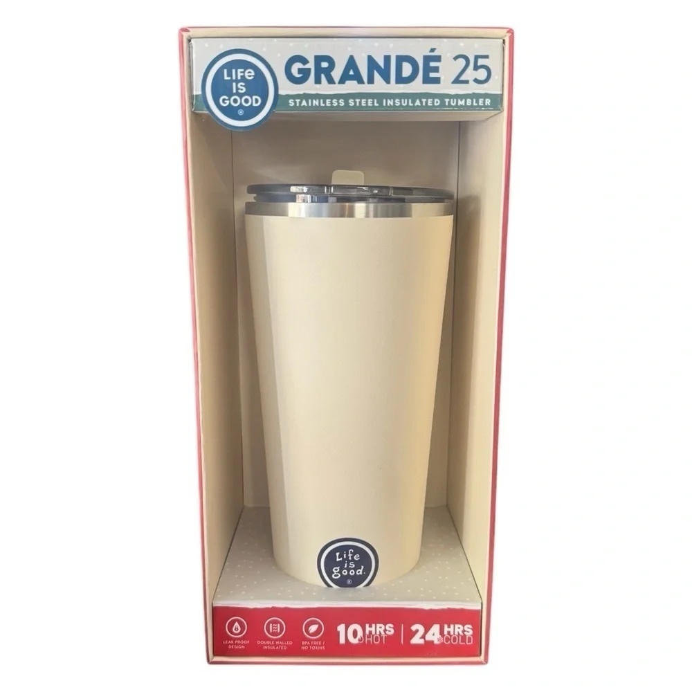 NEW Life is Good Peace be the Journey Stainless Steel‎ Tumbler with Straw